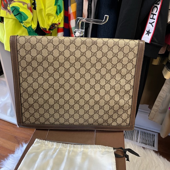 SOLD ‼️‼️Authentic GUCCI Clutch Bag GG PVC Leather Brown F5629 - Picture 6 of 14